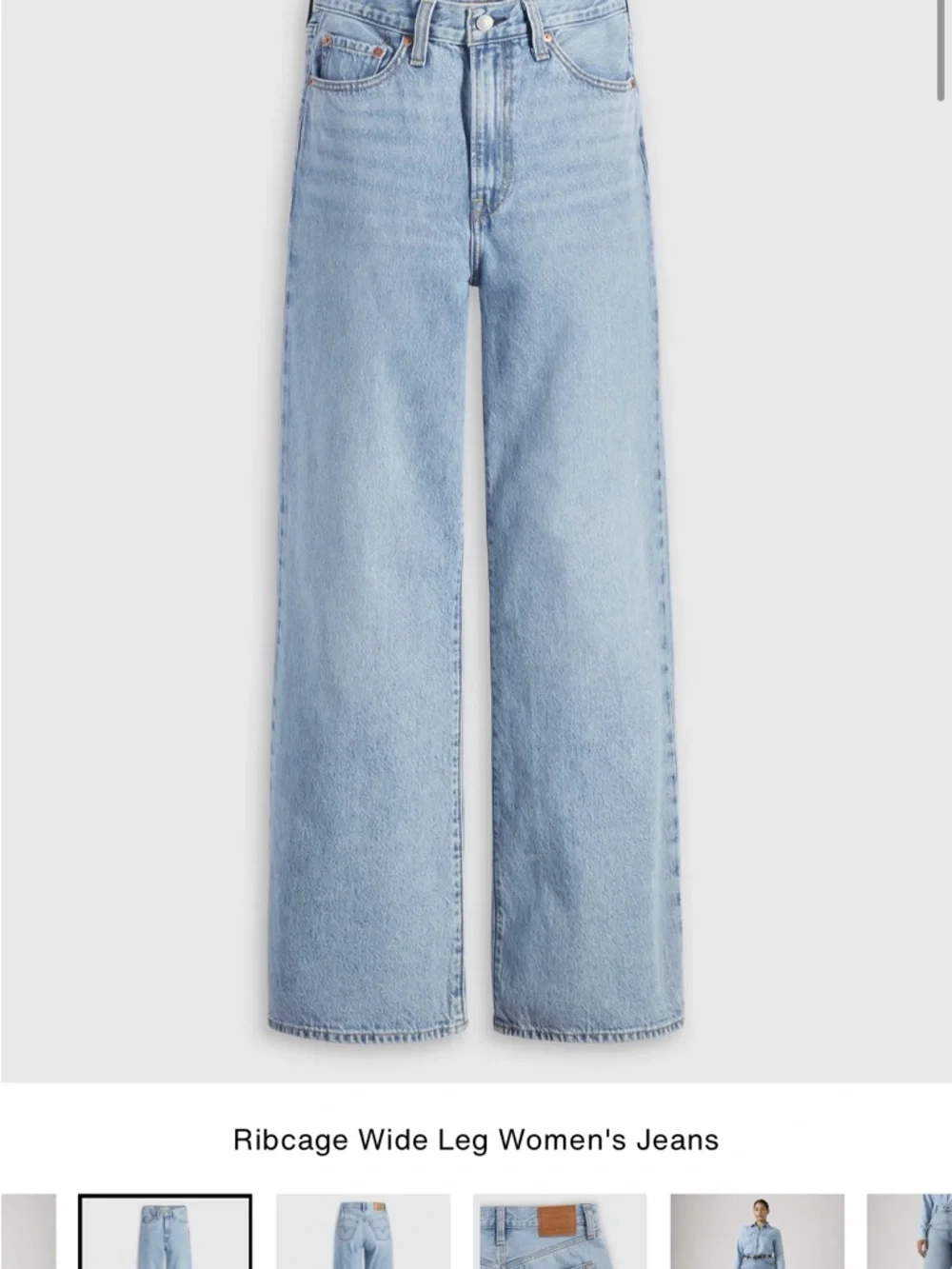 Levi’s Ribcage High Rise Wide Leg Jeans - Medium Light Wash - Picture 4 of 8
